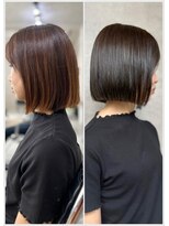 アメイズトーキョー 札幌大通(Amaz! tokyo)&nbsp;くびれレイヤーエモージュ薄めバングアッシュベージュ  縮毛矯正