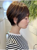 ★前下がりショートボブハンサムショートカットカラーパーマケア