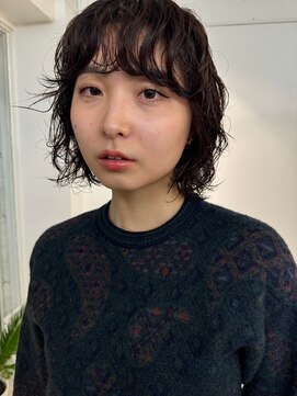 ホネン(honen) ショートボブウルフレイヤーパーマ前髪イルミナ韓国髪質改善