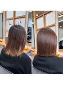 縮毛矯正ケアルーガ髪質改善トリートメント仙台オリーブベージュ