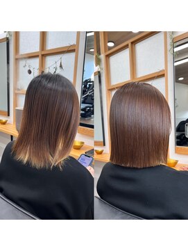 ナチュラル 岩切店(Natural) 縮毛矯正ケアルーガ髪質改善トリートメント仙台オリーブベージュ