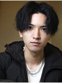 スパイラルパーマツイストパーマアップバング短髪メッシュ