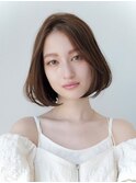 流れる顔周りカット/20代30代大人上品/オリーブベージュ