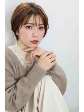 ムウ 難波(MOU) ショート暗めカラーグランマッシュデザインカラー20代30代40代