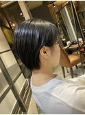 暗髪でも透明感!10代20代☆シルバーアッシュ耳かけショート中島