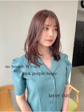 ヘアー アイス 御器所本店(HAIR ICI) 透明感カラー★ブリーチなしダブルカラーピンクブラウン