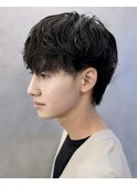 カルマパーマ/ベリーショート/ダークアッシュ/ニュアンスパーマ