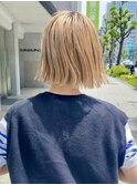 ブリーチなしダブルカラー明るめブラウンベージ20代30代40代ボブ