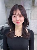 黒髪ボブルフネビージュ小顔ワンレン顔まわり韓国レイヤーカット