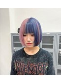 ツートーン/ボブ/ピンク×ブルー