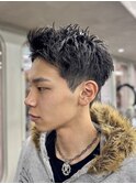 刈り上げアップバングスパイキーショートパーマスパイラルパーマ