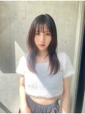 【mirei】セミロングウルフ顔周りレイヤー薄めバング