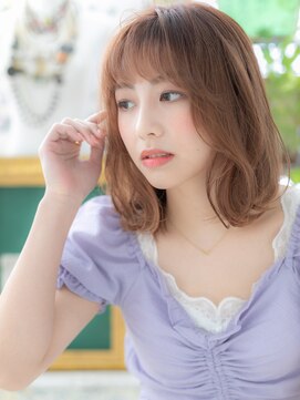 カバーヘア ブリス 北浦和(COVER HAIR bliss) 韓国風ミルクティーピンクシースルーバングh3北浦和20代30代40代