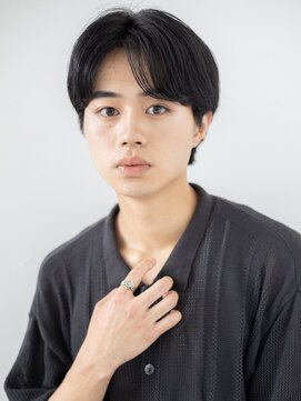 モッズヘアー メン 戸田公園店(mod's hair men) 20代30代アッシュブラック斜めバング刈り上げマッシュf戸田公園