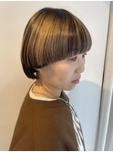 マッシュぱっつんボブ×アンブレラカラー