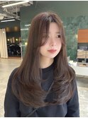 センター分け レイヤーカット ロングレイヤー ワンカール