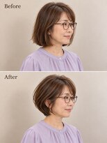 aptas 青山/表参道 白髪染め/白髪ぼかしハイライト/ボリュームアップエクステ&nbsp;50代の大人ボブ｜表参道・青山