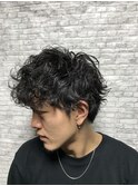 セミウェット×スパイラルツーブロックメンズショート