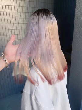 リンドトウキョウ ウメダ(LINDO TOKYO) ペールホワイトピンクベージュ×裾カラーピンク/ハイトーン