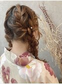 ツイン編みおろし　編み込みツイン
