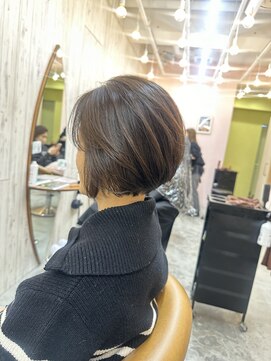 ロンドアジュール 横浜(Lond azur) ☆白髪ぼかしハイライト×大人ショートボブで若見え5歳 横浜