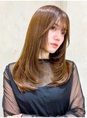 髪質改善/透明感シアカラー+顔周りレイヤーカットセミディ[原宿]