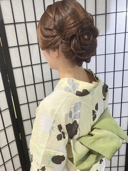 カフネ(CAFUNE)の写真/着崩れしにくく、苦しくない着付けが好評◎ヘアセットも含めトータルでお任せください☆ご予約はお電話で♪