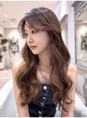 レイヤーカット/ワンホン/マロンベージュ/顔周り/前髪/韓国ヘア