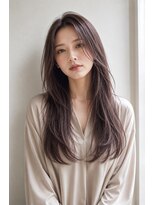 サンク(thank)&nbsp;重め顔周りレイヤーロング｜大人のラベンダーベージュ