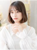 暗髪アンブレラカラー切りっぱなし小顔ひし形レイヤーボブ30代c8
