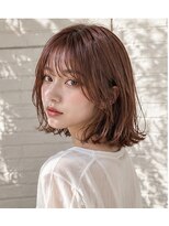 ヘアアンドメイク アース 入間店(HAIR&MAKE EARTH) ピンクブラウン切りっぱなしボブ