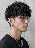 大人スペインカールバロックパーマ前下がりマッシュツイスパ