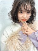 〈 medium〉ライトグレージュ.ボリュームカールボブ