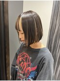 フェイスフレーミングカラー×ぱつっとボブ