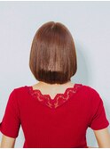 美髪逆三角切りっぱなしボブエアリーロングピンクブラウン