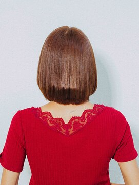 エクファ ヘア リゾート 大津 瀬田店(ex-fa hair resort) 美髪逆三角切りっぱなしボブエアリーロングピンクブラウン