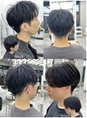 美髪シアーカラーピンクブラウンショートカットメンズカット