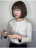 ぱつっとボブ × ベージュカラー♪