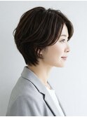 40代/50代/60代ひし形小顔ショートボブ絶壁解消白髪ぼかし20