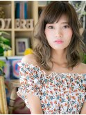 斜めバングフェザーパーマ小顔エアリーミディh4大宮20代30代40代