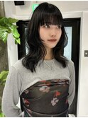 レイヤーカットミディアムレイヤー姫カットワイドバング