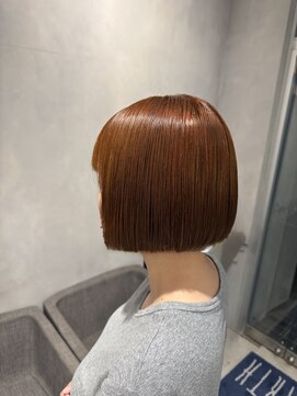 アース 春日部店(HAIR&MAKE EARTH) 切りっぱなしボブ×オレンジカラー