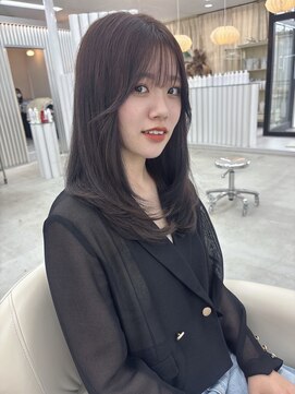 ユイマァル 岡山店(YUIMARL) 20代30代ロング韓国レイヤーブリーチなしダブルカラー顔周り