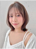 セミディミディアムレイヤーカット大人ガーリー前髪美髪艶感
