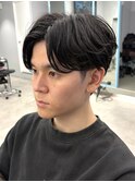 フェザーパーマシャドウパーマダークブラウン毛流れパーマ