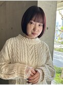 ミニボブスタイル×レッドカラー