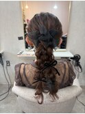 伊万里/ヘアセット/編みおろし/透明感カラー