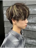 メンズマッシュツイストスパイラルパーマデザインカラー刈り上げ