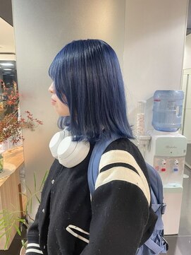 スタイル 茅ケ崎(STYLE) ミルクティーブロンド/ダークブルー/デジタルパーマ/茅ヶ崎