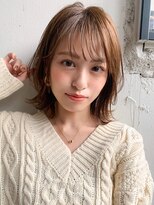 キリ 表参道(kyli)&nbsp;ボブルフ大人かわいいピンクベージュ薄めバングくびれモテ髪
